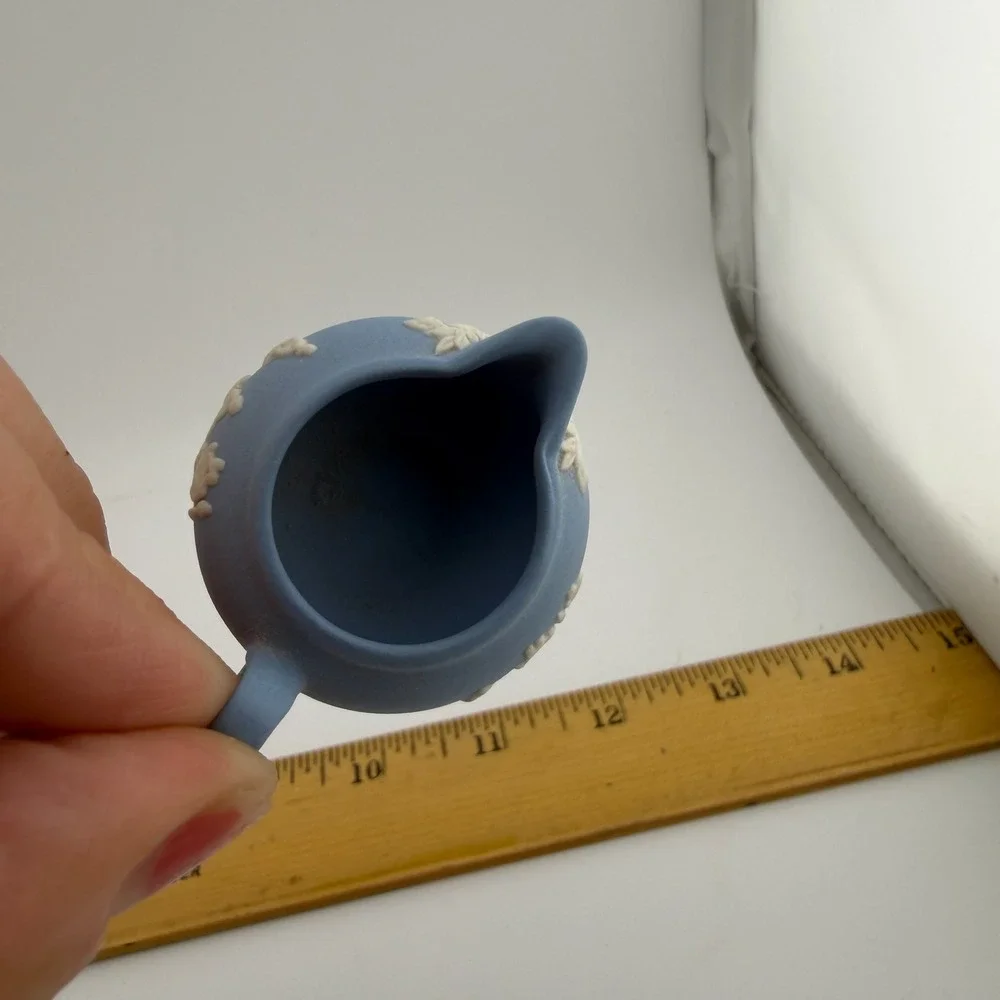 Wedgwood Jasperware Miniature Cream and Sugar Set Blue White Neoclassical Set